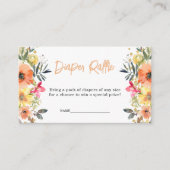 Orange Floral Diaper Raffle Baby Dusche Begleitkarte (Vorderseite)