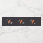 Orange Floral Elegant Minimal Monogram Wedding Wasserflaschenetikett (Einzelnes Label)