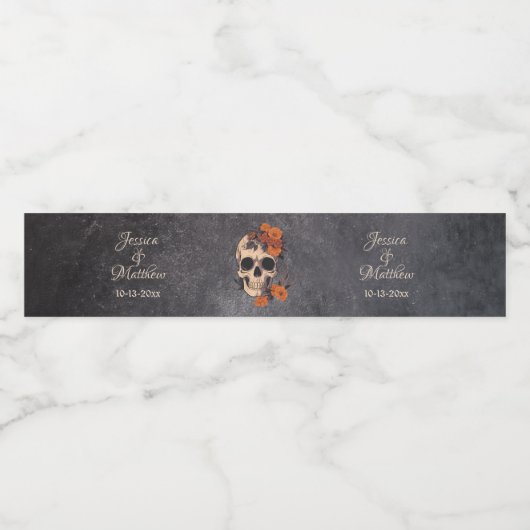 Orange Floral Elegantes Highlights Wasserflaschenetikett (Einzelnes Label)