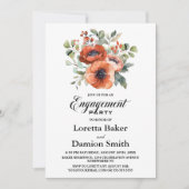 Orange Floral Engagement Party Einladung (Vorderseite)