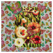 Orange Floral Fabric Stoff (Muster)