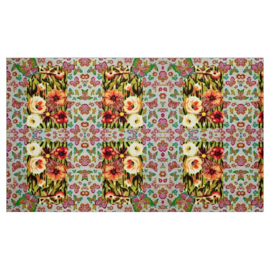 Orange Floral Fabric Stoff (Fat Quarter (45,7 x 55,9 cm))