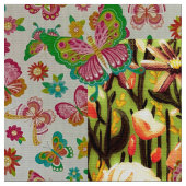 Orange Floral Fabric Stoff (Nahaufnahme)