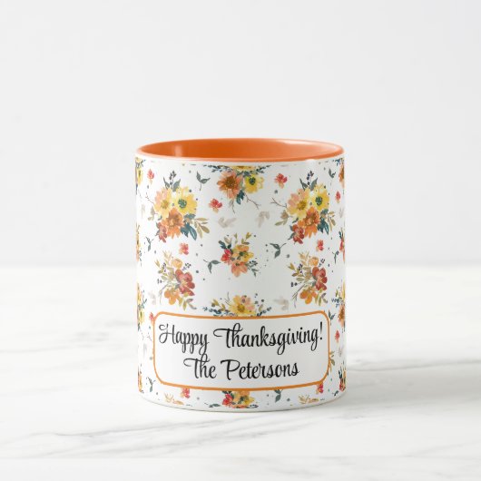 Orange Floral Fall Tasse (Zentrum)