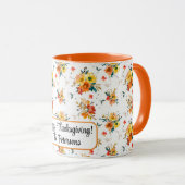 Orange Floral Fall Tasse (VorderseiteRechts)