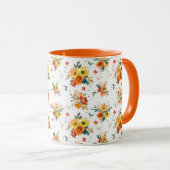 Orange Floral Fall Tasse (VorderseiteRechts)
