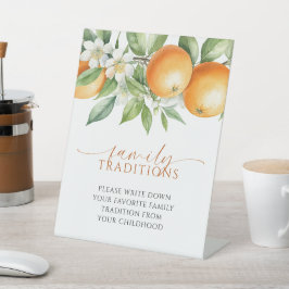 Orange Floral Favorite Family Tradition Spiel Sockelschild