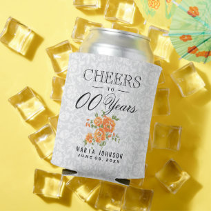 Orange Floral - Feiern bis zum 00. Geburtstag Jahr Dosenkühler