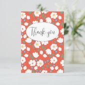 Orange Floral Flat Dankeschön Karte (Stehend Vorderseite)