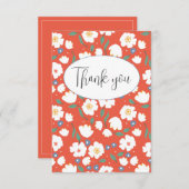 Orange Floral Flat Dankeschön Karte (Vorne/Hinten)