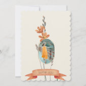 Orange Floral Foto Beerdigung Beileid Vielen Dank Einladung (Vorderseite)