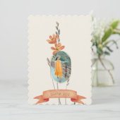 Orange Floral Foto Beerdigung Beileid Vielen Dank Einladung (Stehend Vorderseite)