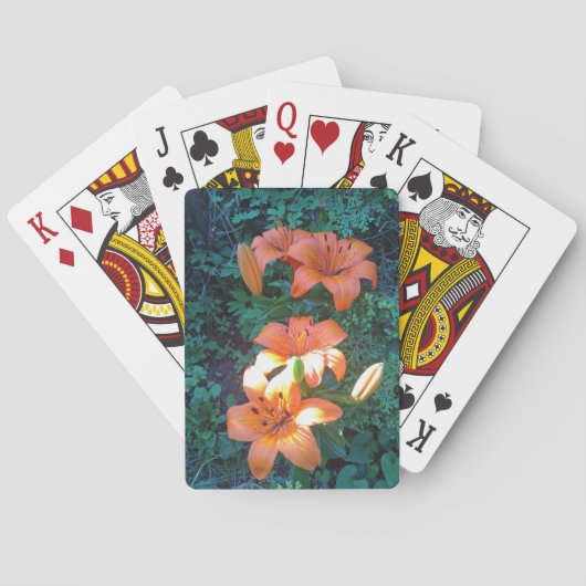 Orange Floral Fotografie Spielkarten (Rückseite)