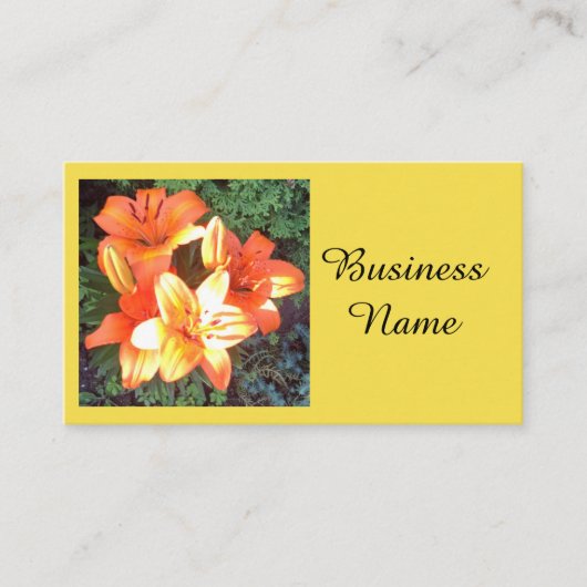 Orange Floral Fotografie Visitenkarte (Vorderseite)