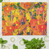 Orange Floral fröhlich Geschirrtuch (Gefaltet)