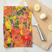 Orange Floral fröhlich Geschirrtuch (Viertel Falte)