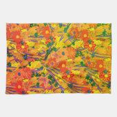 Orange Floral fröhlich Geschirrtuch (Horizontal)