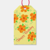 Orange Floral GeburtstagsgeschenkTags Geschenkanhänger (Vorderseite)