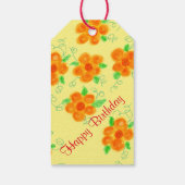 Orange Floral GeburtstagsgeschenkTags Geschenkanhänger (Rückseite)