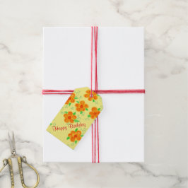 Orange Floral GeburtstagsgeschenkTags Geschenkanhänger