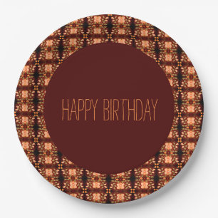 Orange Floral Gemustert Paper Birthday Teller