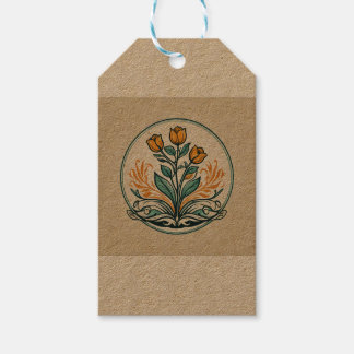Orange Floral Geschenkanhänger