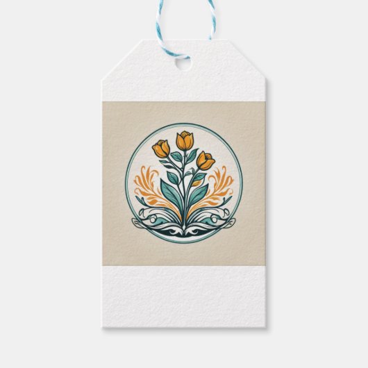 Orange Floral Geschenkanhänger (Vorderseite)