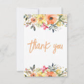 Orange Floral Girl Babydusche Danke, dass ihr eine Dankeskarte (Vorderseite)