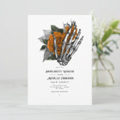 Orange Floral Gothic Bachelorette Weekend Einladung (Stehend Vorderseite)