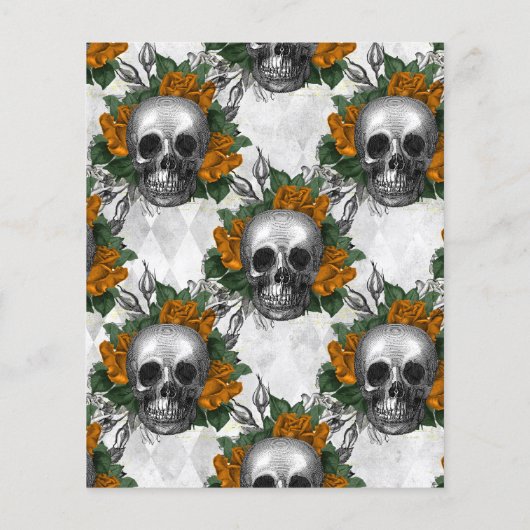 Orange floral gothic Wedding Einladung Flyer (Hinten)