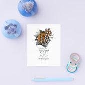 Orange floral gothic Wedding Einladung Flyer (Einzeln)