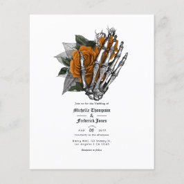 Orange floral gothic Wedding Einladung Flyer