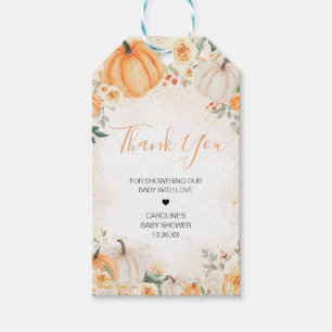 Orange Floral Greenery Little Pumpkin Favor Tags Geschenkanhänger