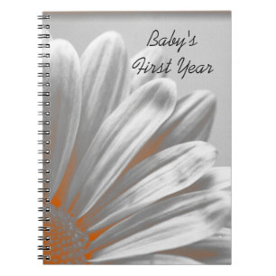 Orange Floral Highlight Baby's First Year Notizblock