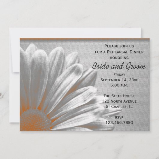 Orange Floral Highlights Hochzeitliches Probe Aben Einladung (Vorderseite)