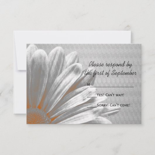 Orange Floral Highlights Wedding RSVP Card (Vorderseite)