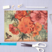 Orange Floral Junk Journal Decoupage Seidenpapier (Handwerk)