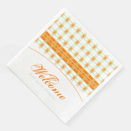 Orange Floral Large Serviette (Ecke)