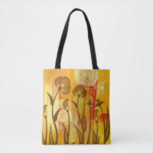 Orange Floral: Lebhaftes Hintergrundmuster Tasche