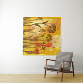 Orange Floral: Lebhaftes Hintergrundmuster Wandteppich (Beispiel (Horizontal))