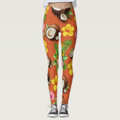 Orange Floral Leggings (Vorderseite)