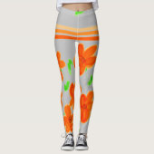 Orange Floral Leggings (Vorderseite)