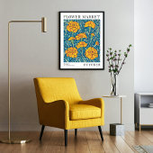 Orange Floral Marigold Oktober Birth Blume Market Poster