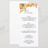 Orange Floral Menükarte (Vorne/Hinten)