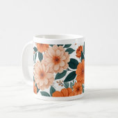 Orange Floral Mug Kaffeetasse (Vorderseite Links)