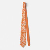Orange Floral Pattern Custom Necktie Krawatte (Vorderseite)