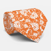 Orange Floral Pattern Custom Necktie Krawatte (Gerollt)