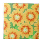 Orange Floral Pattern Fliese (Vorderseite)