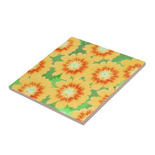 Orange Floral Pattern Fliese (Seite)