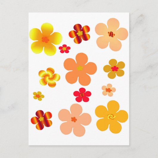 Orange Floral Pop Art Postkarte (Vorderseite)